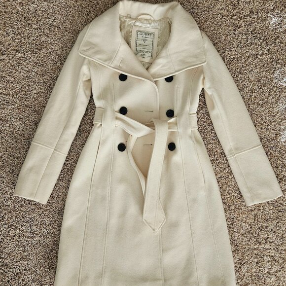 Guess Double Breasted Tie Coat - Picture 1 of 3